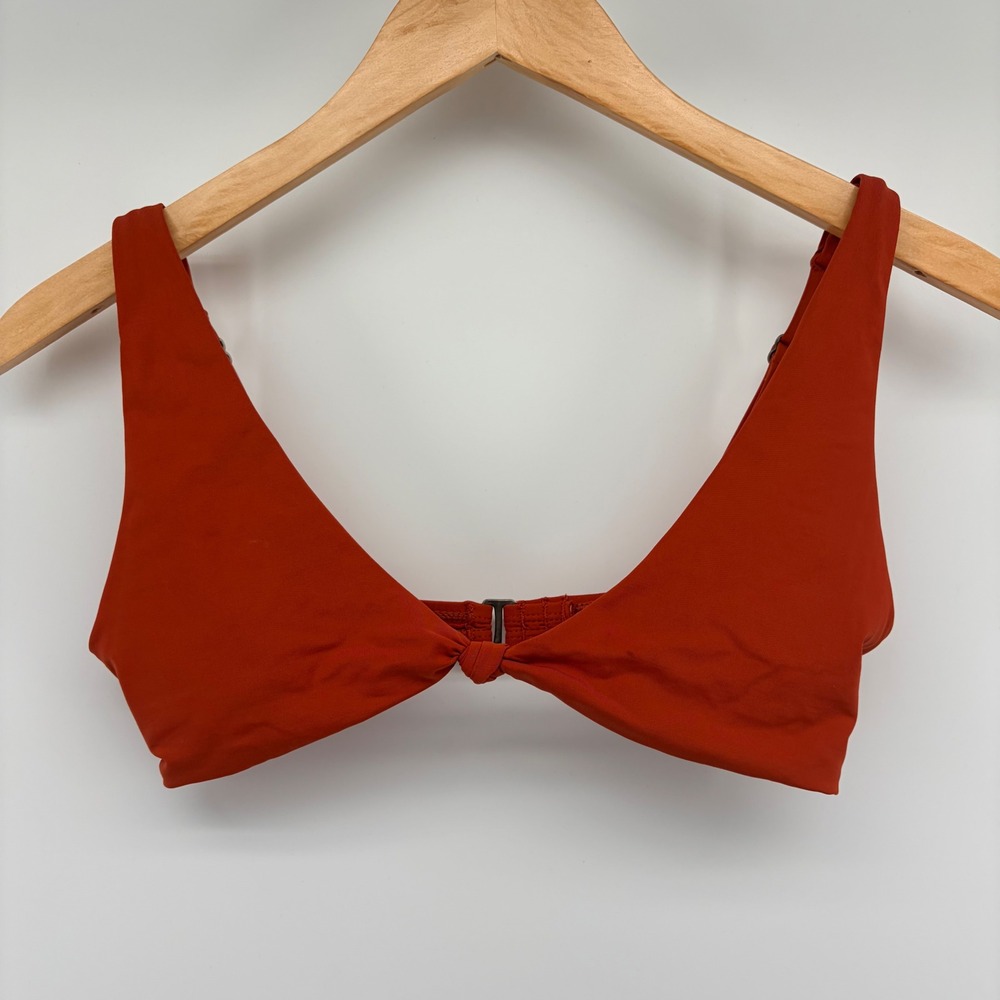 Garage Bikini Top Front Knot V-Neck Adjustable Straps Burnt Orange Women Size S